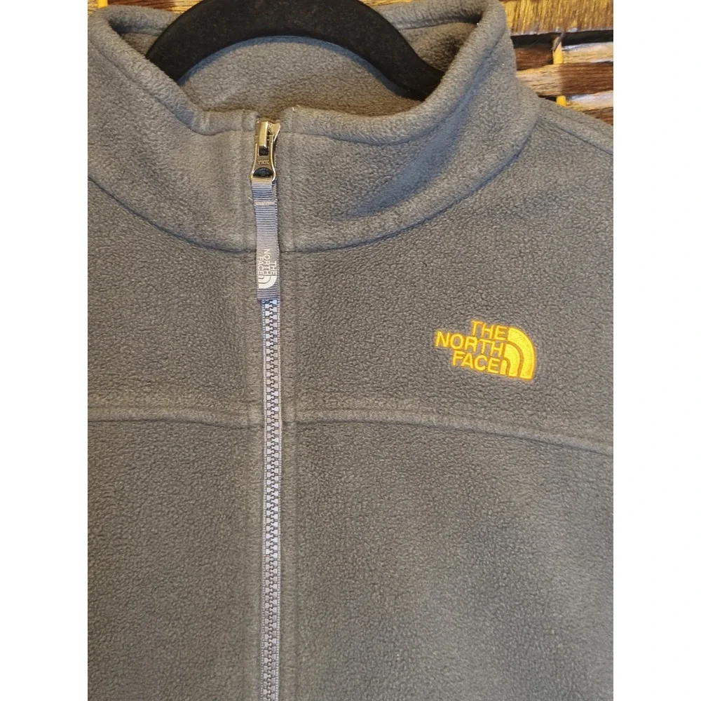 The North Face Denali Fleece Full Zip Jacket‎ Youth Boys Large 14/16 Gray Yellow